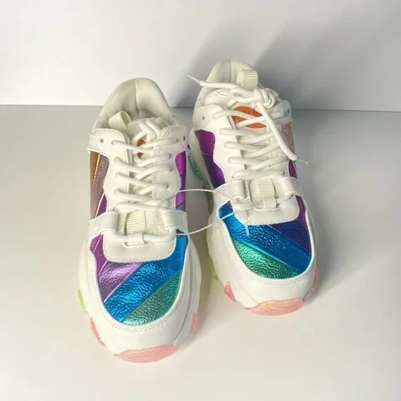 NWOT Kurt Geiger London Lettie Rainbow Platform Sneakers, size 36.5 - Picture 10 of 11